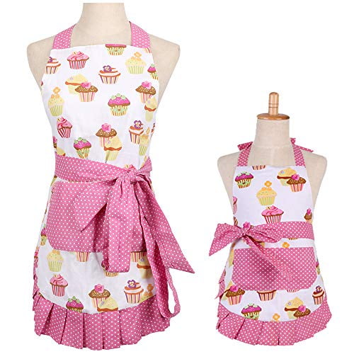 FINAL SALE ~ Girly Pink Apron ~ Girly Half Apron ~ Pink Floral Apron ~ Pink Floral ~ Waist Tie Apron ~ Rose Pink Fabric ~ Sky Blue Fabric